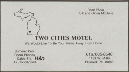 Two Cities Motel (2 Cities Motel) - 1988 Yearbook Ad